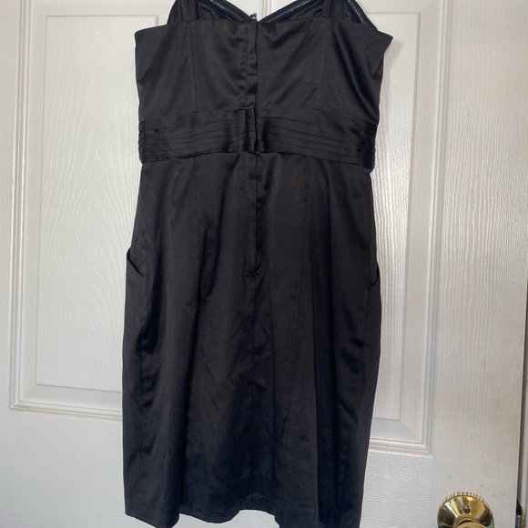 Black Satin Dress with Pockets - Picture 4 of 5